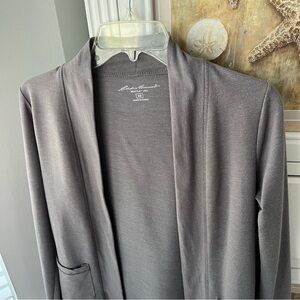 Eddie Bauer Gray Open Front Cardigan with Pockets XSmall